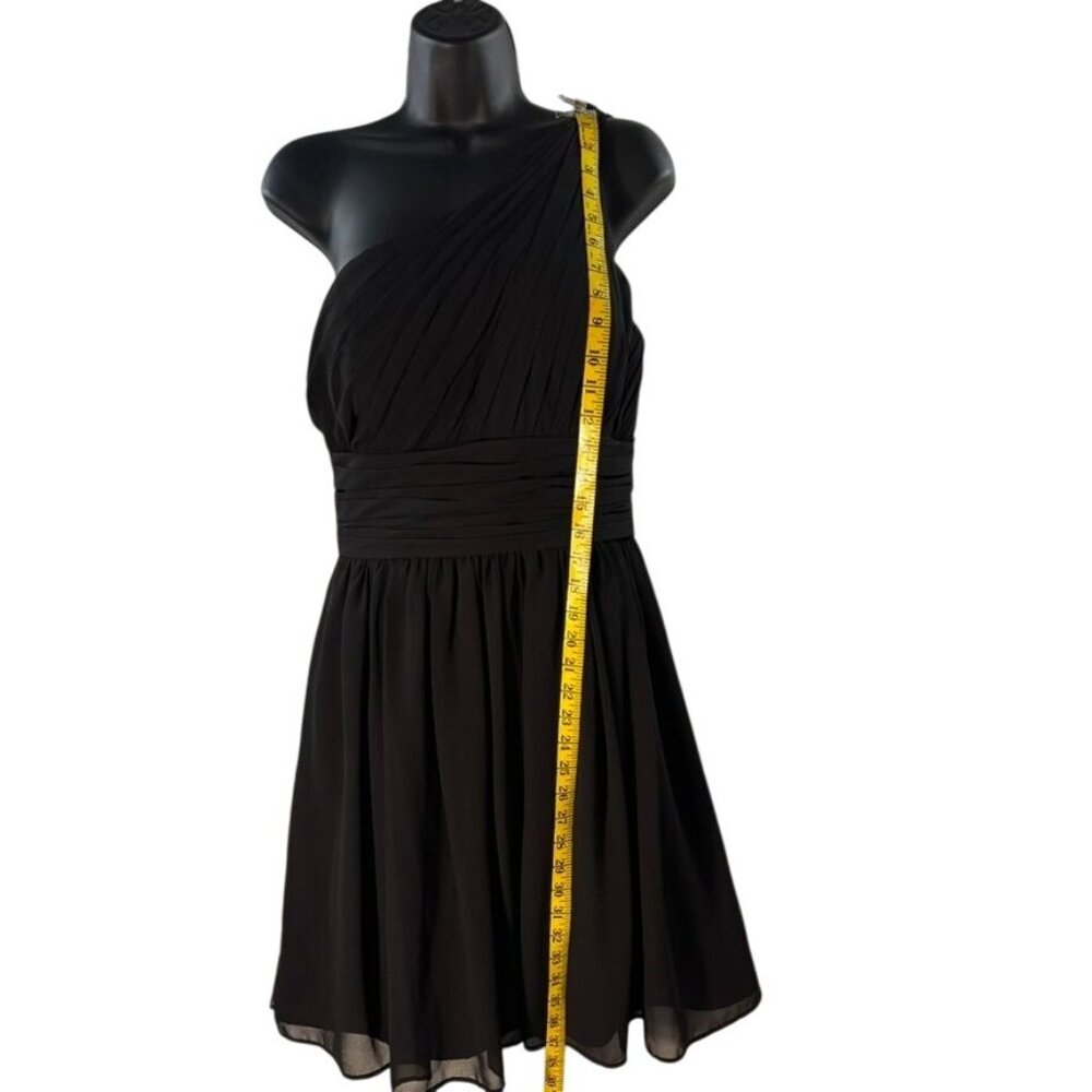 Bill Levkoff Black One-Shoulder Pleated Chiffon Cocktail Dress Size 12 - Picture 6 of 9